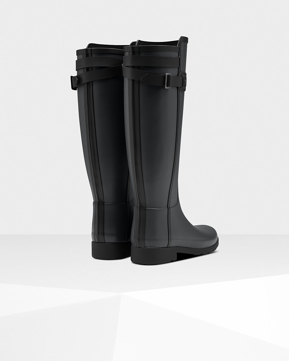 Bottes Hautes de Pluie Hunter Refined Slim Fit Contrast Femme Noir SYDLJBK-53